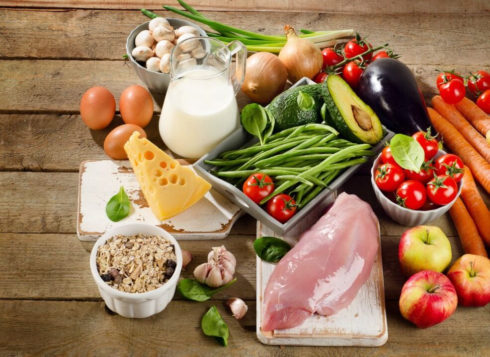 La variedad de productos permitidos para las personas con gastritis que siguen la dieta de la Tabla 6